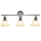 All The Rages Lalia Home Essentix Chrome 3-Light Vanity Light With Bell-Shaped Alabaster White Glass Shades