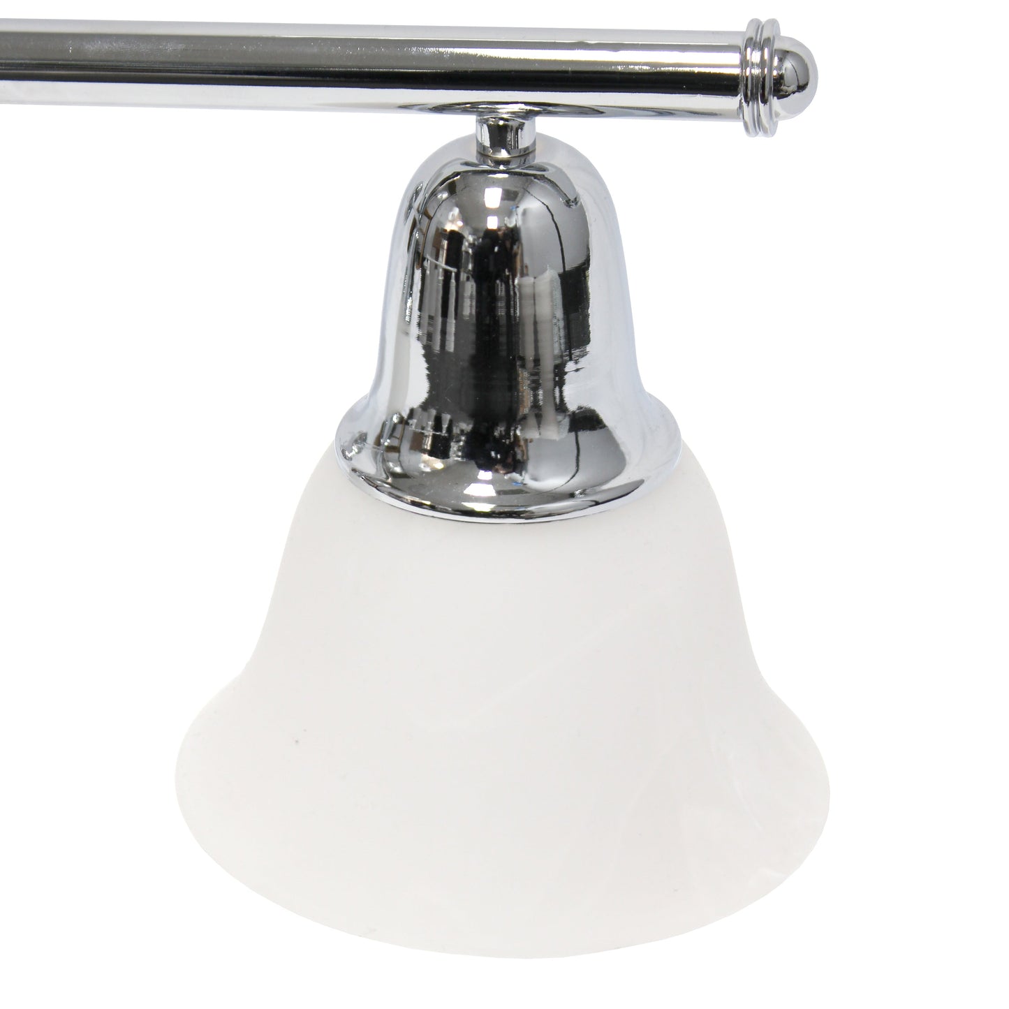 All The Rages Lalia Home Essentix Chrome 3-Light Vanity Light With Bell-Shaped Alabaster White Glass Shades