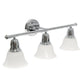 All The Rages Lalia Home Essentix Chrome 3-Light Vanity Light With Bell-Shaped Alabaster White Glass Shades