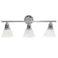 All The Rages Lalia Home Essentix Chrome 3-Light Vanity Light With Bell-Shaped Alabaster White Glass Shades