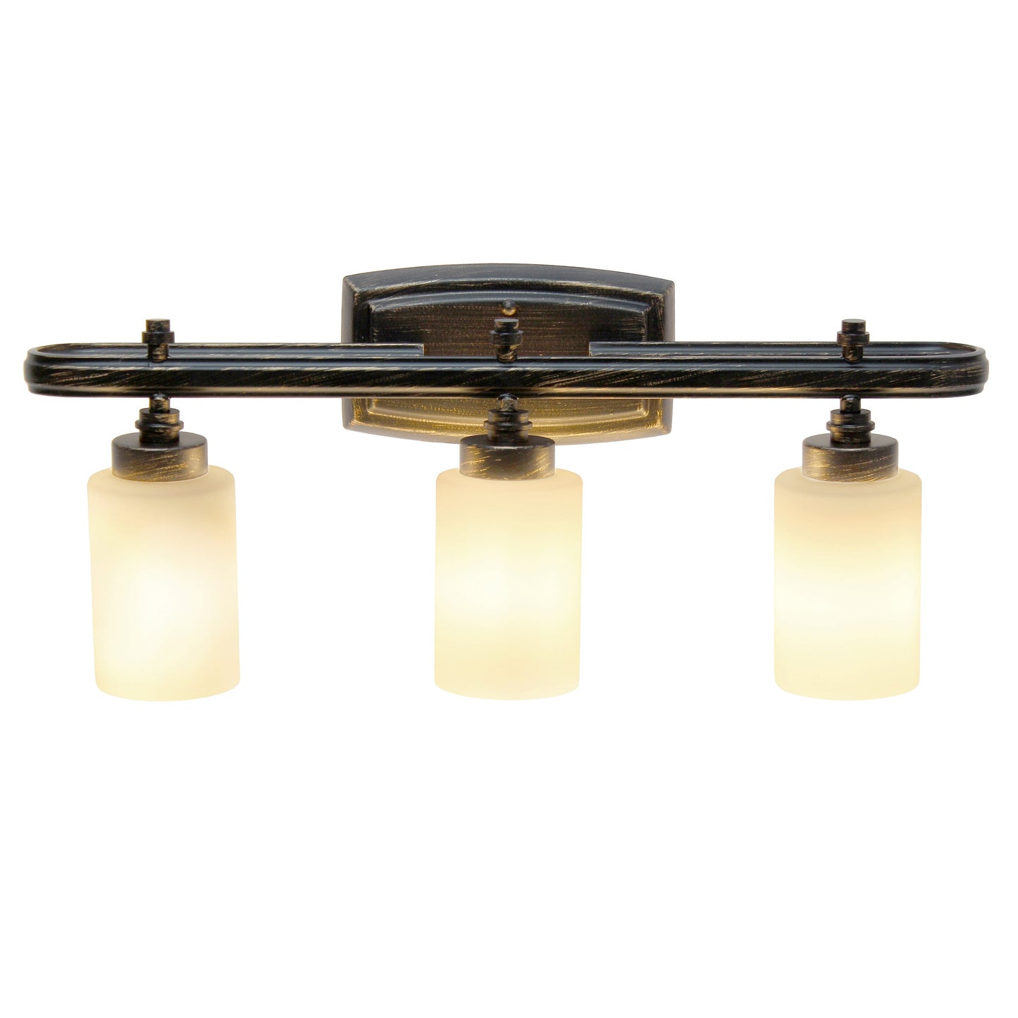 All The Rages Lalia Home Essentix Oil Rubbed Bronze 3-Light Contemporary Vanity Light With Opaque White Glass Shades