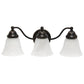 All The Rages Lalia Home Essentix Oil Rubbed Bronze 3-Light Curved Metal Vanity Light With Alabaster White Glass Shades