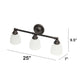 All The Rages Lalia Home Essentix Oil Rubbed Bronze 3-Light Metal Vanity Light With Translucent Glass Shades