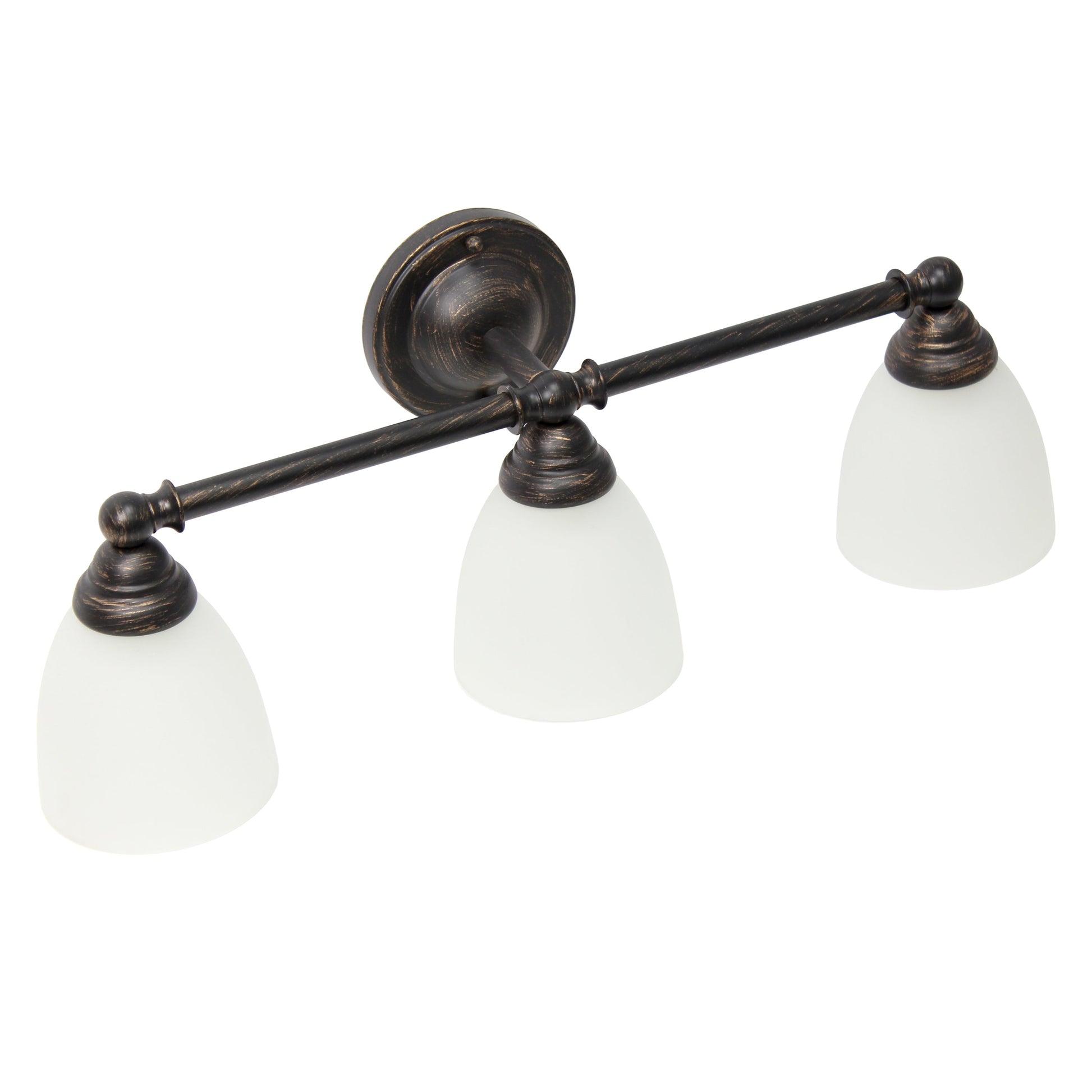 All The Rages Lalia Home Essentix Oil Rubbed Bronze 3-Light Metal Vanity Light With Translucent Glass Shades