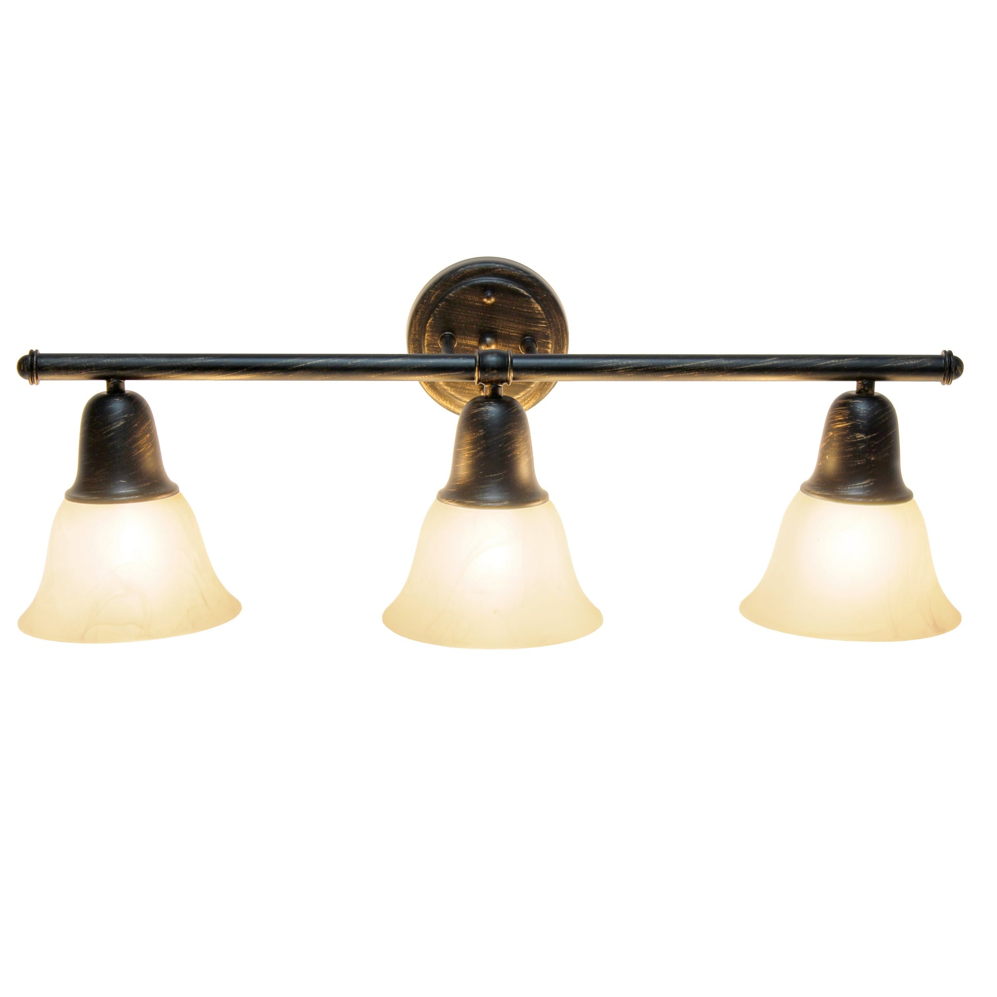All The Rages Lalia Home Essentix Oil Rubbed Bronze 3-Light Vanity Light With Bell-Shaped Alabaster White Glass Shades