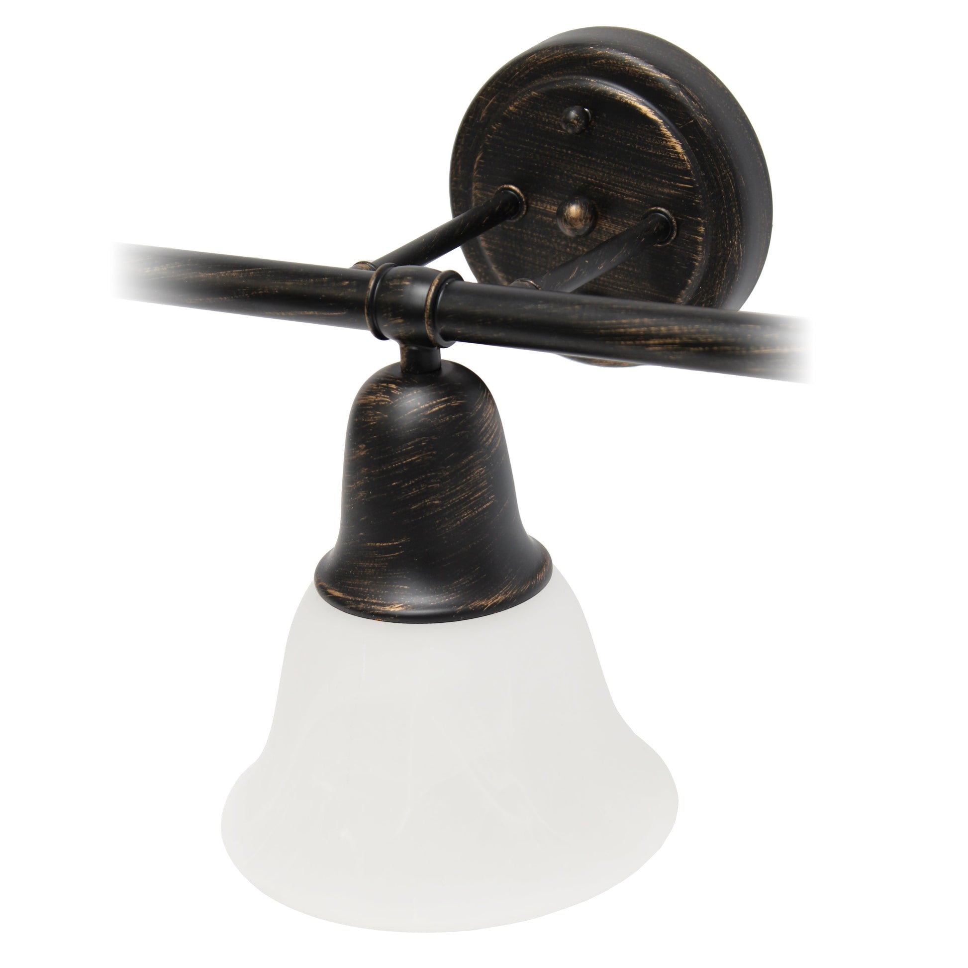 All The Rages Lalia Home Essentix Oil Rubbed Bronze 3-Light Vanity Light With Bell-Shaped Alabaster White Glass Shades