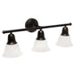 All The Rages Lalia Home Essentix Oil Rubbed Bronze 3-Light Vanity Light With Bell-Shaped Alabaster White Glass Shades