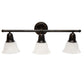 All The Rages Lalia Home Essentix Oil Rubbed Bronze 3-Light Vanity Light With Bell-Shaped Alabaster White Glass Shades