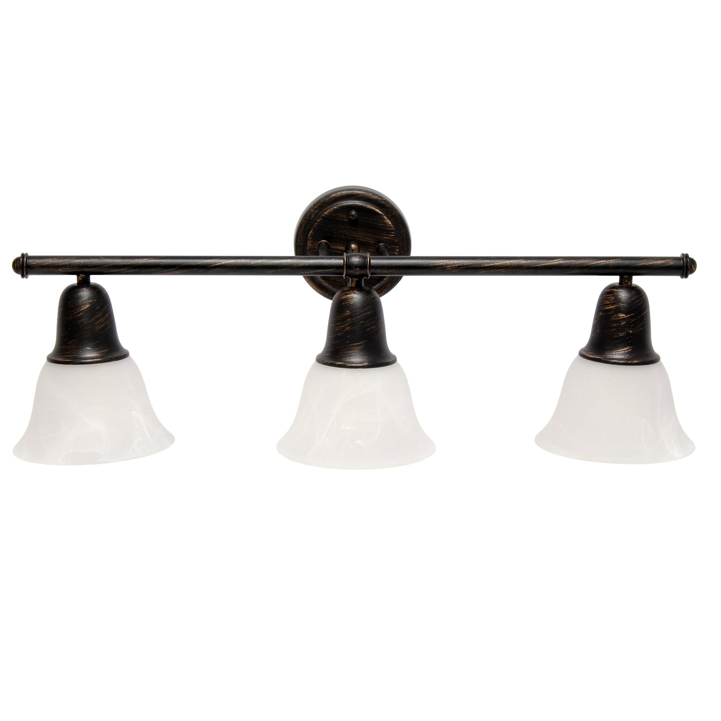 All The Rages Lalia Home Essentix Oil Rubbed Bronze 3-Light Vanity Light With Bell-Shaped Alabaster White Glass Shades