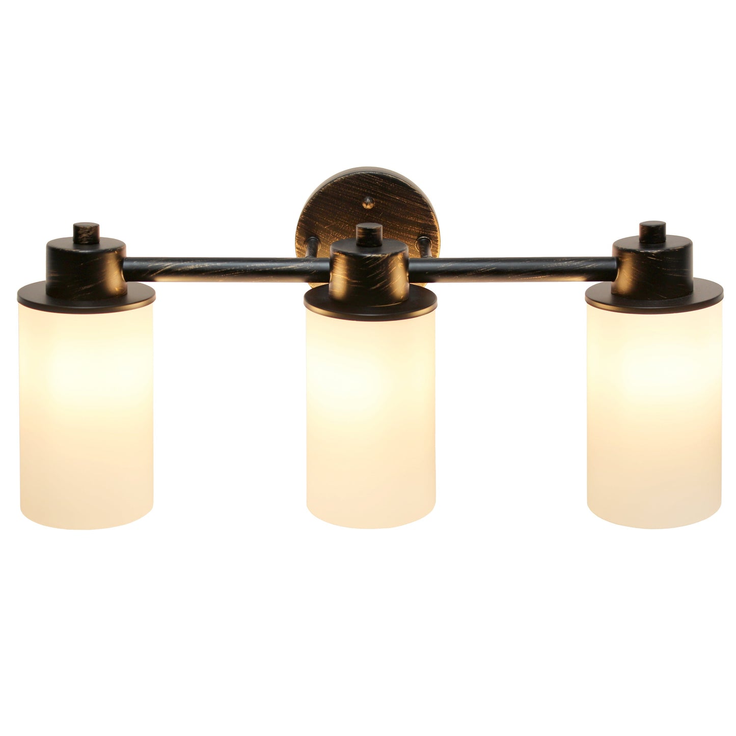 All The Rages Lalia Home Essentix Oil Rubbed Bronze 3-Light Vanity Light With Opaque White Glass Shades