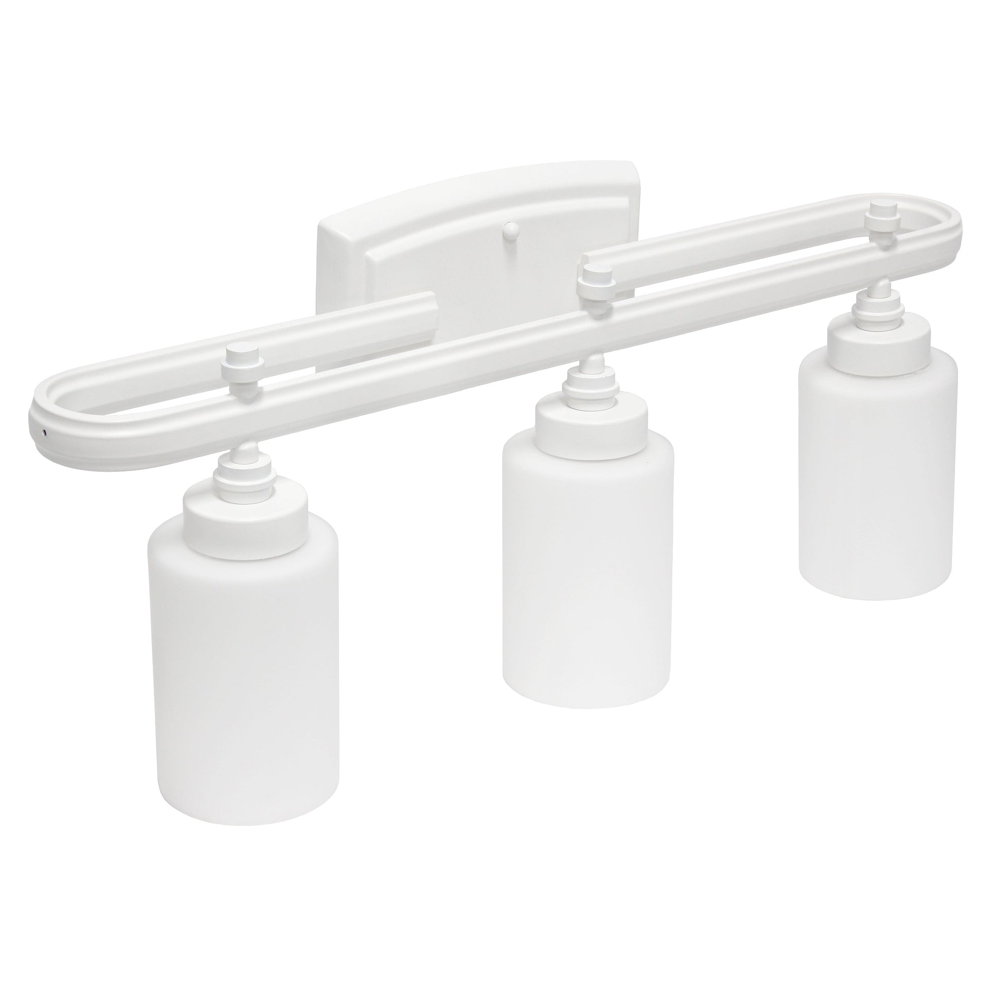 All The Rages Lalia Home Essentix White 3-Light Contemporary Vanity Light With Opaque White Glass Shades