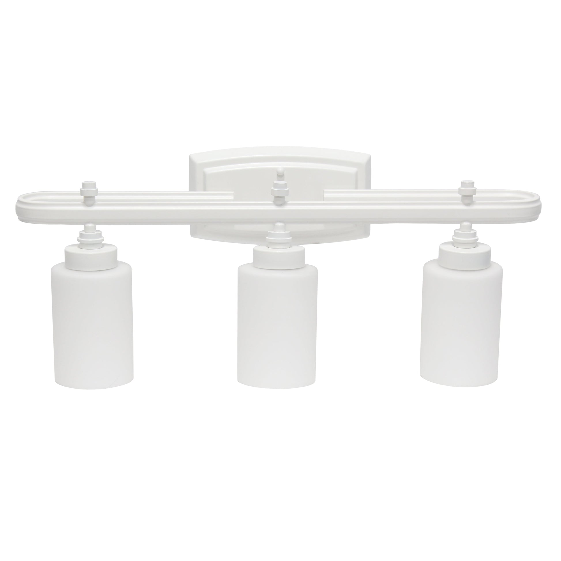 All The Rages Lalia Home Essentix White 3-Light Contemporary Vanity Light With Opaque White Glass Shades