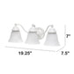 All The Rages Lalia Home Essentix White 3-Light Curved Metal Vanity Light With Alabaster White Glass Shades