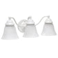 All The Rages Lalia Home Essentix White 3-Light Curved Metal Vanity Light With Alabaster White Glass Shades