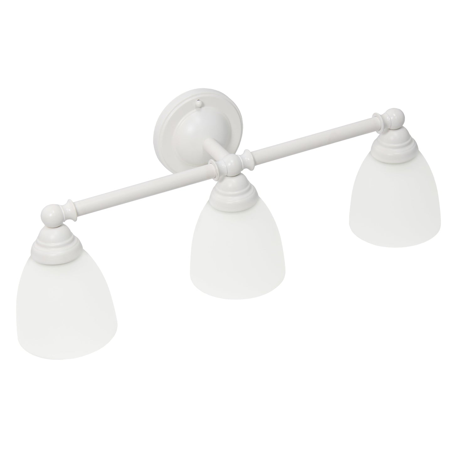 All The Rages Lalia Home Essentix White 3-Light Metal Vanity Light With Translucent Glass Shades