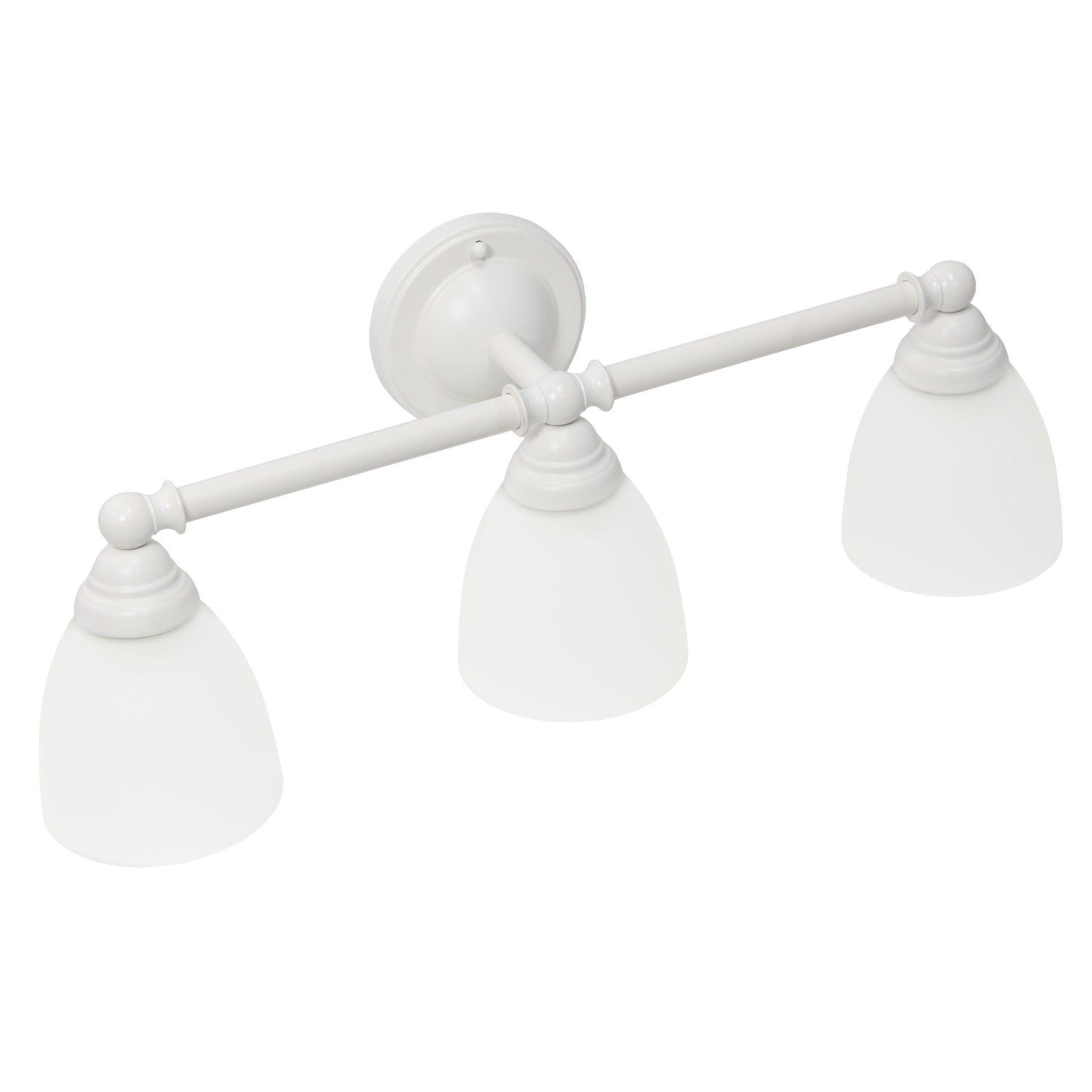 All The Rages Lalia Home Essentix White 3-Light Metal Vanity Light With Translucent Glass Shades