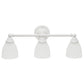 All The Rages Lalia Home Essentix White 3-Light Metal Vanity Light With Translucent Glass Shades