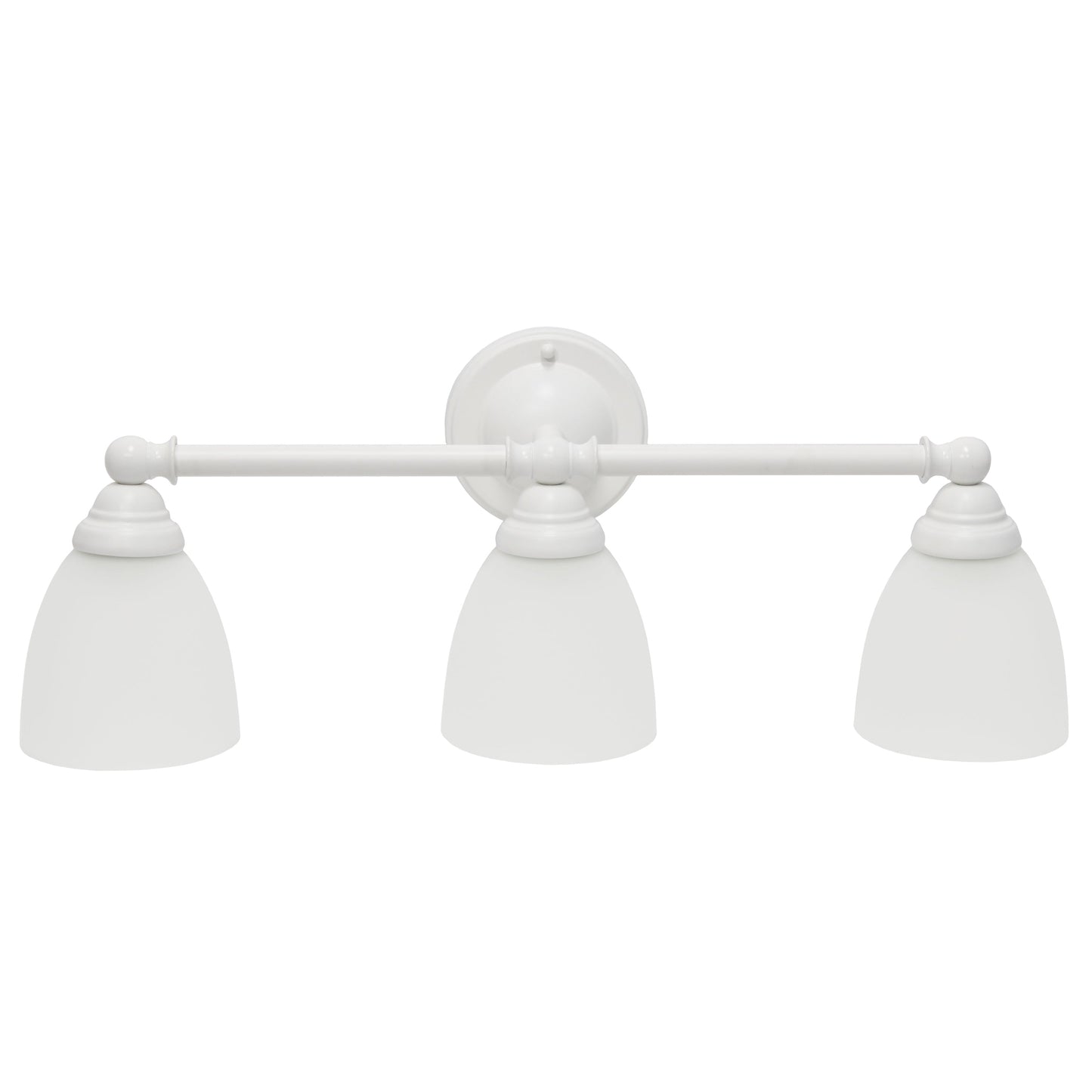 All The Rages Lalia Home Essentix White 3-Light Metal Vanity Light With Translucent Glass Shades