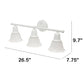 All The Rages Lalia Home Essentix White 3-Light Vanity Light With Bell-Shaped Alabaster White Glass Shades