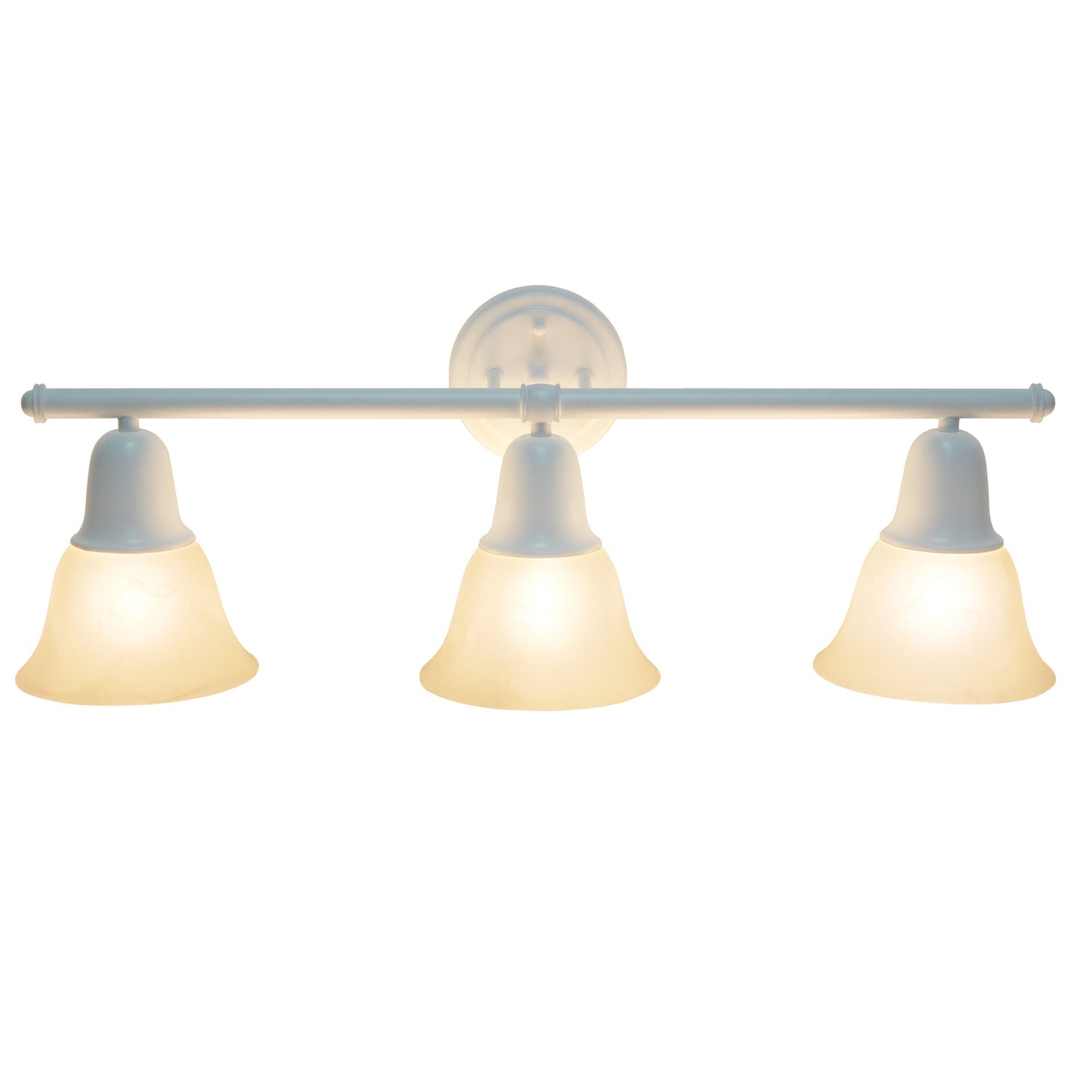 All The Rages Lalia Home Essentix White 3-Light Vanity Light With Bell-Shaped Alabaster White Glass Shades