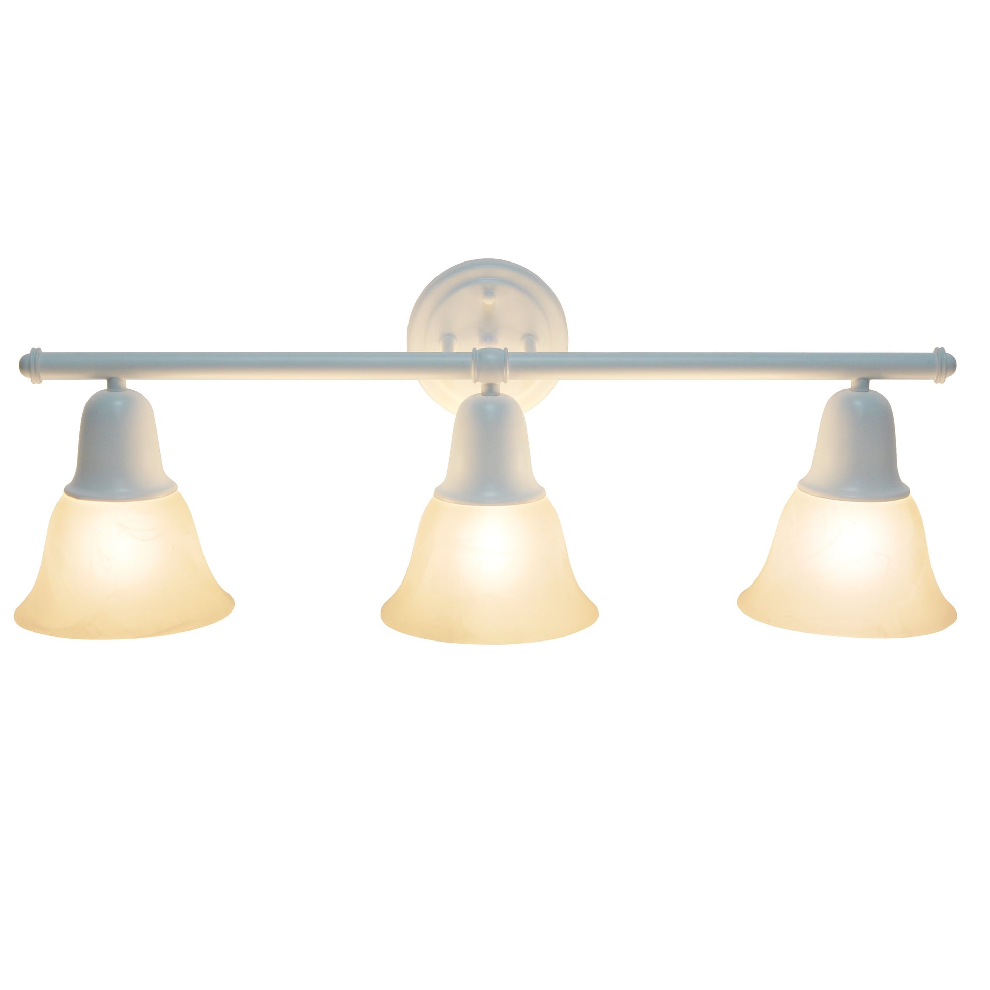 All The Rages Lalia Home Essentix White 3-Light Vanity Light With Bell-Shaped Alabaster White Glass Shades