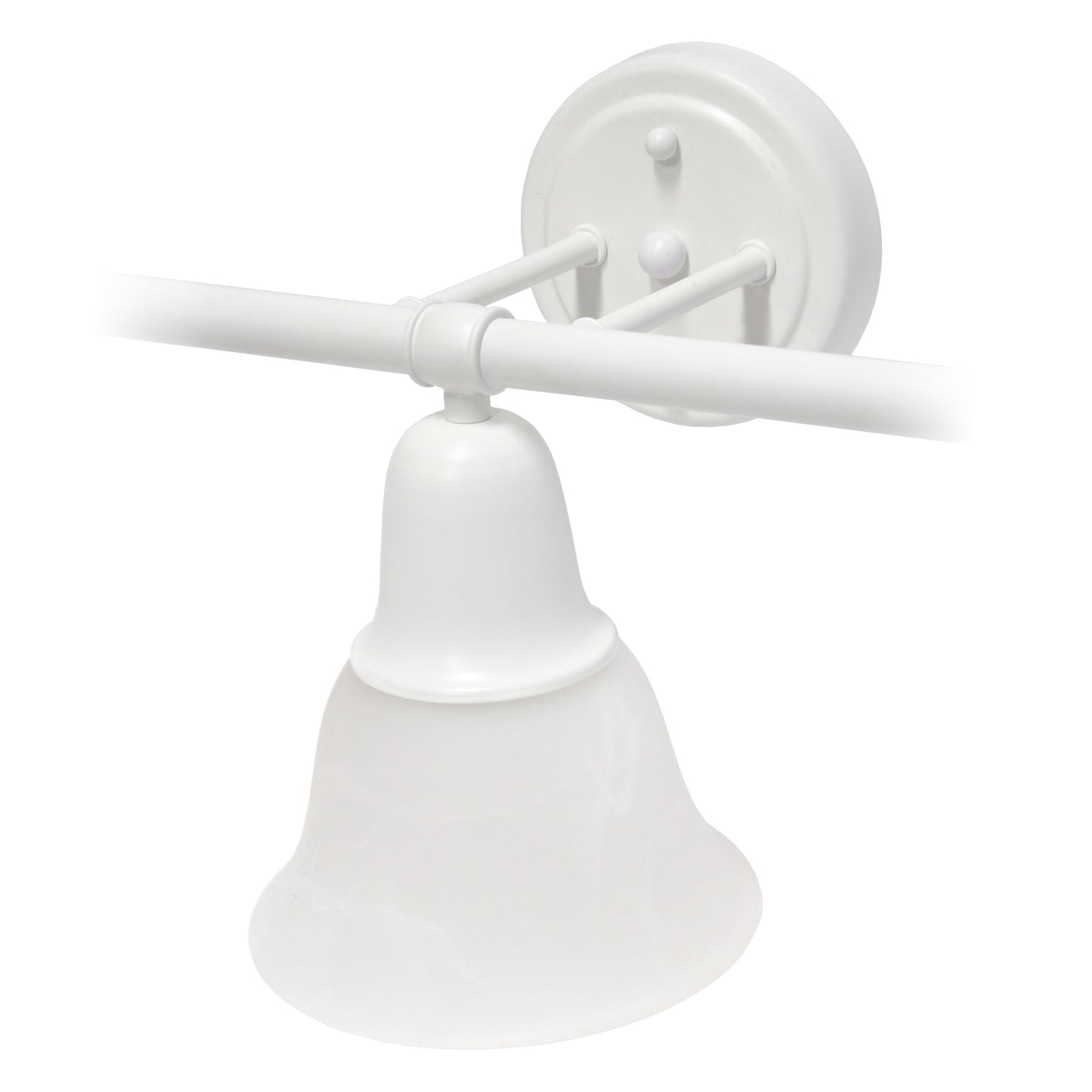All The Rages Lalia Home Essentix White 3-Light Vanity Light With Bell-Shaped Alabaster White Glass Shades