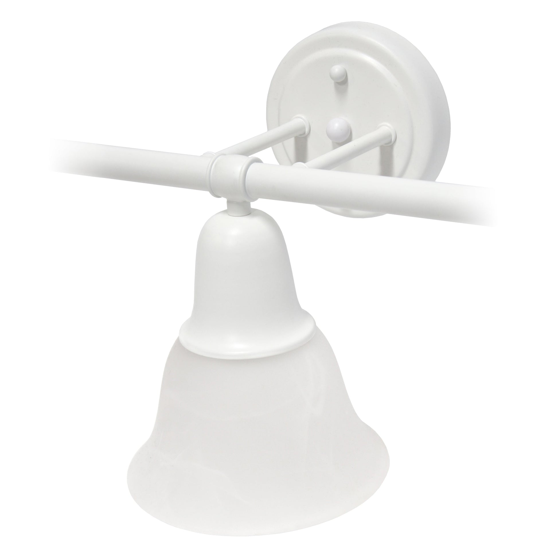 All The Rages Lalia Home Essentix White 3-Light Vanity Light With Bell-Shaped Alabaster White Glass Shades