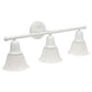 All The Rages Lalia Home Essentix White 3-Light Vanity Light With Bell-Shaped Alabaster White Glass Shades