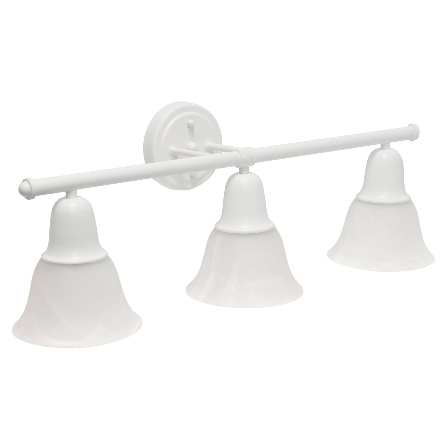 All The Rages Lalia Home Essentix White 3-Light Vanity Light With Bell-Shaped Alabaster White Glass Shades