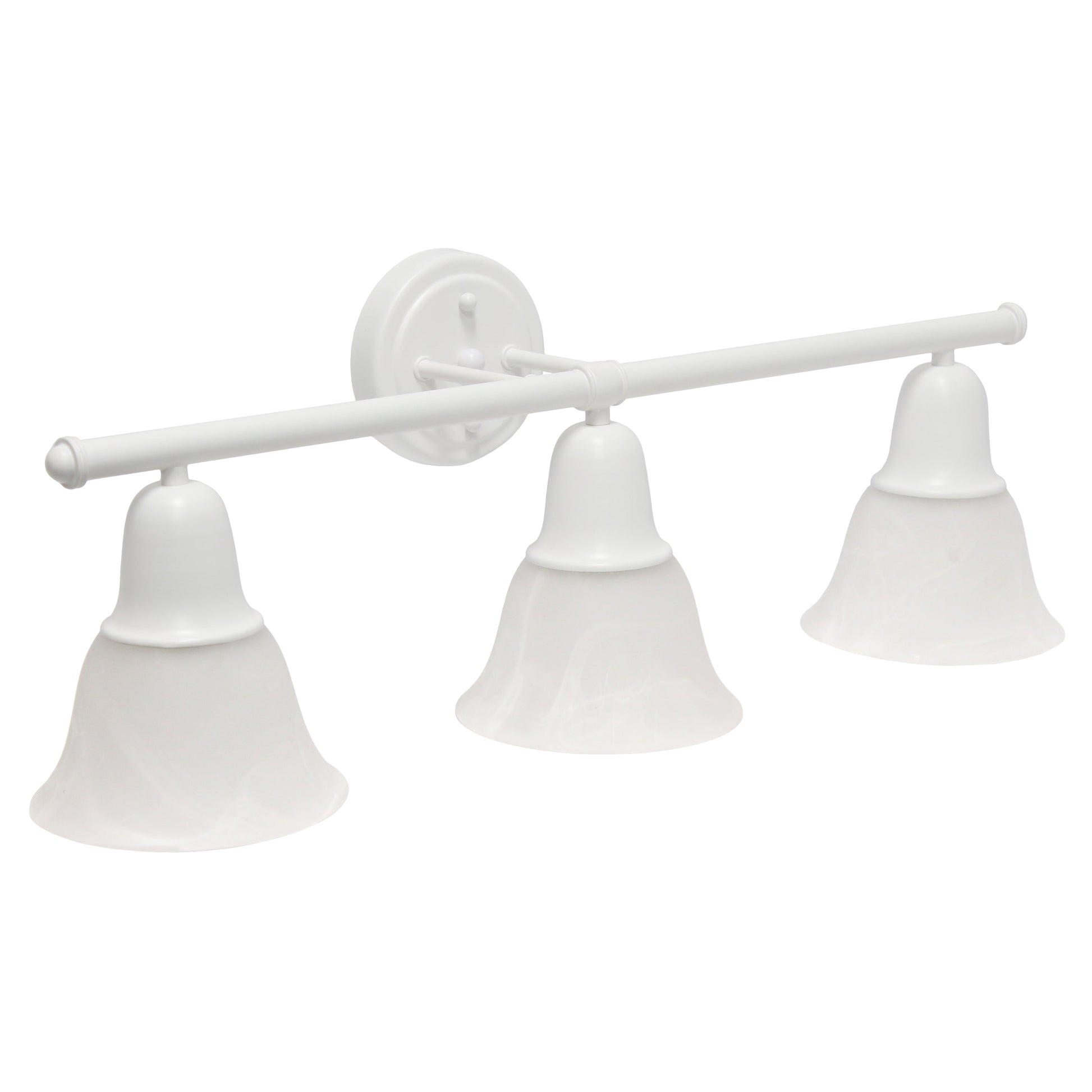 All The Rages Lalia Home Essentix White 3-Light Vanity Light With Bell-Shaped Alabaster White Glass Shades