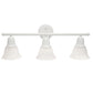 All The Rages Lalia Home Essentix White 3-Light Vanity Light With Bell-Shaped Alabaster White Glass Shades