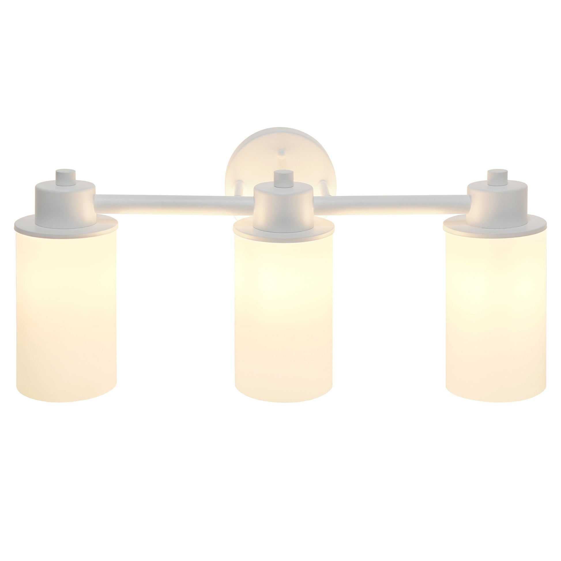 All The Rages Lalia Home Essentix White 3-Light Vanity Light With Opaque White Glass Shades