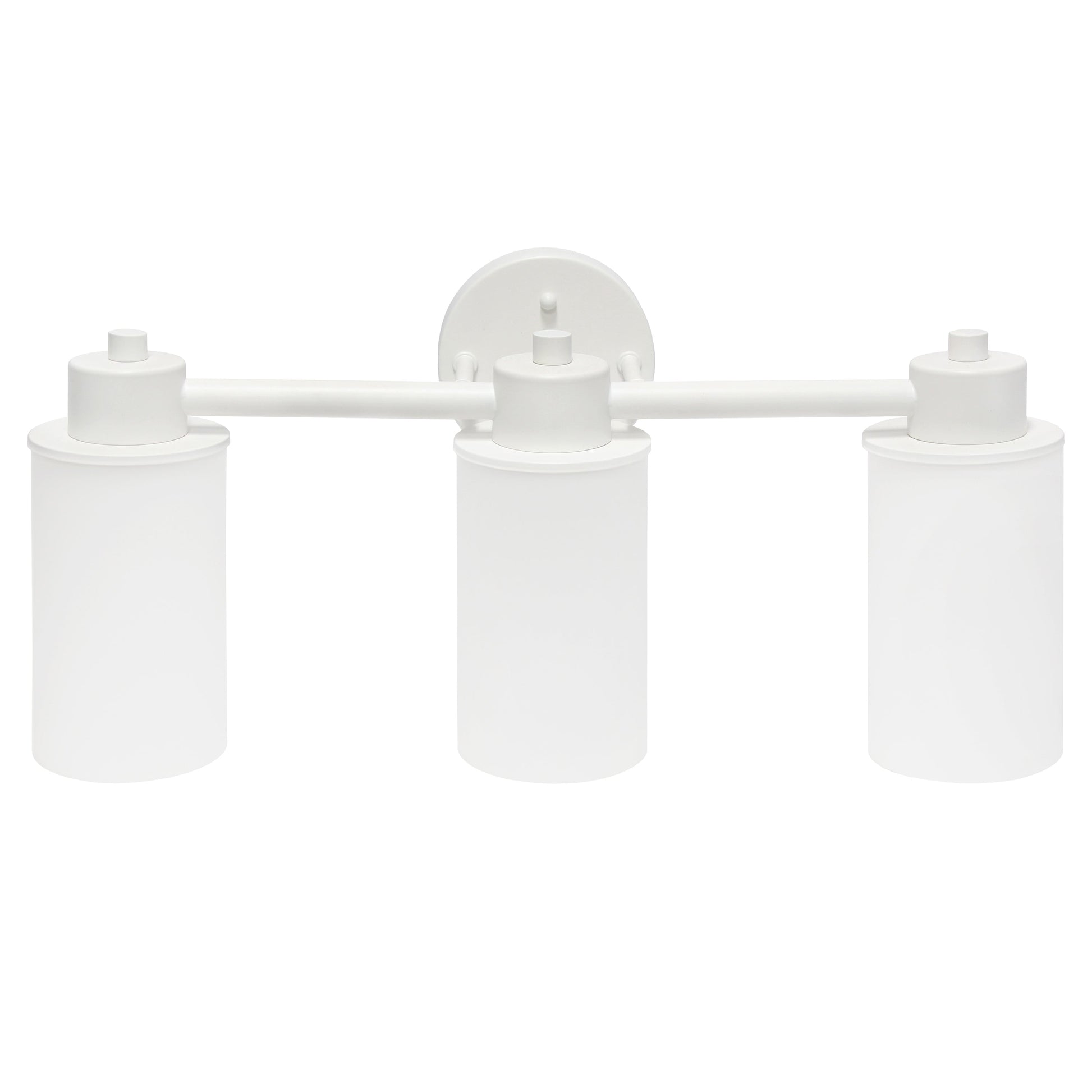 All The Rages Lalia Home Essentix White 3-Light Vanity Light With Opaque White Glass Shades