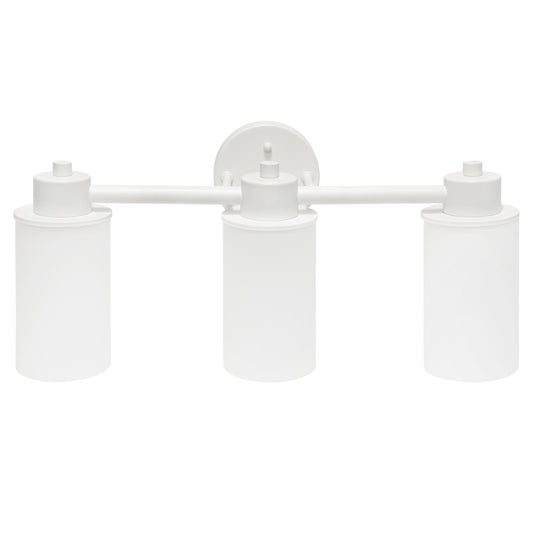 All The Rages Lalia Home Essentix White 3-Light Vanity Light With Opaque White Glass Shades