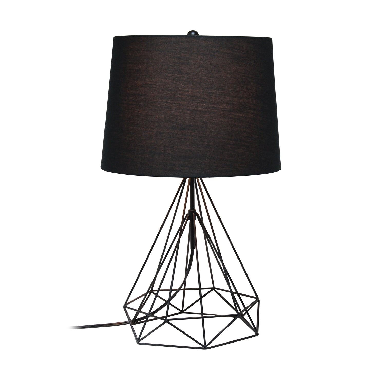 All The Rages Lalia Home Geometric Matte Black Wired Table Lamp With Fabric Shade