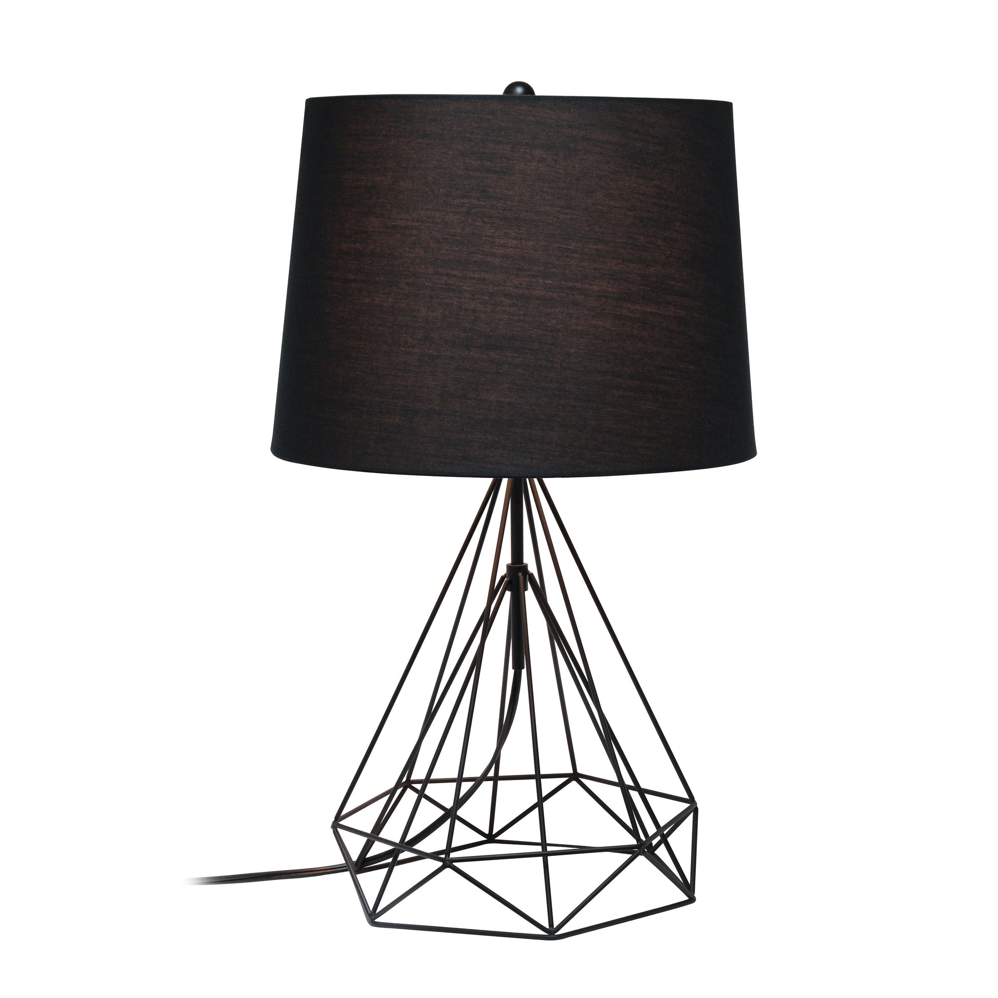 All The Rages Lalia Home Geometric Matte Black Wired Table Lamp With Fabric Shade