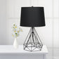 All The Rages Lalia Home Geometric Matte Black Wired Table Lamp With Fabric Shade