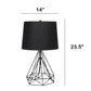 All The Rages Lalia Home Geometric Matte Black Wired Table Lamp With Fabric Shade