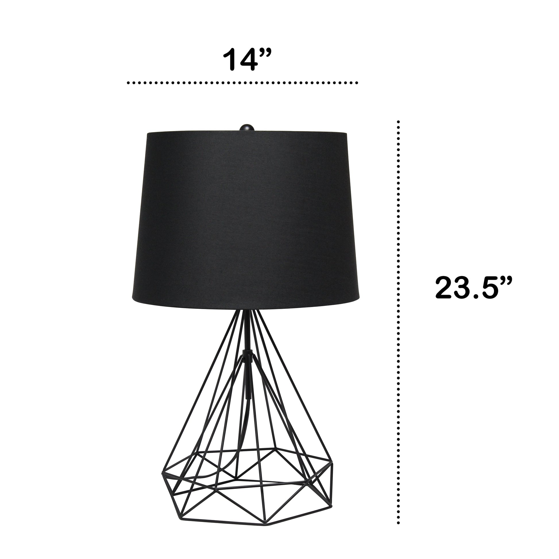 All The Rages Lalia Home Geometric Matte Black Wired Table Lamp With Fabric Shade