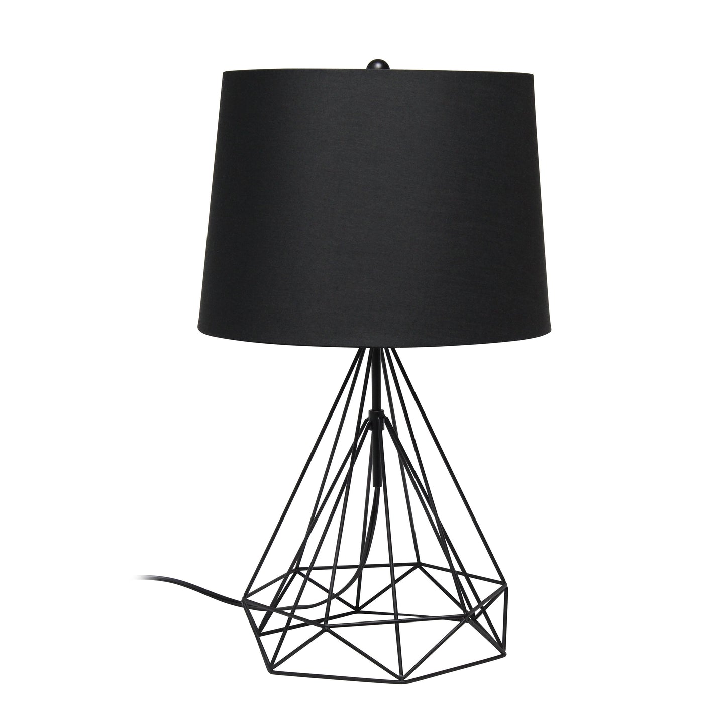 All The Rages Lalia Home Geometric Matte Black Wired Table Lamp With Fabric Shade