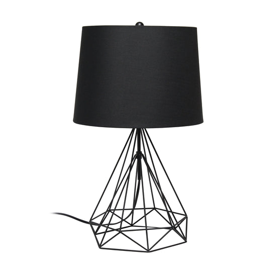 All The Rages Lalia Home Geometric Matte Black Wired Table Lamp With Fabric Shade