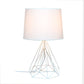 All The Rages Lalia Home Geometric Matte White Wired Table Lamp With Fabric Shade