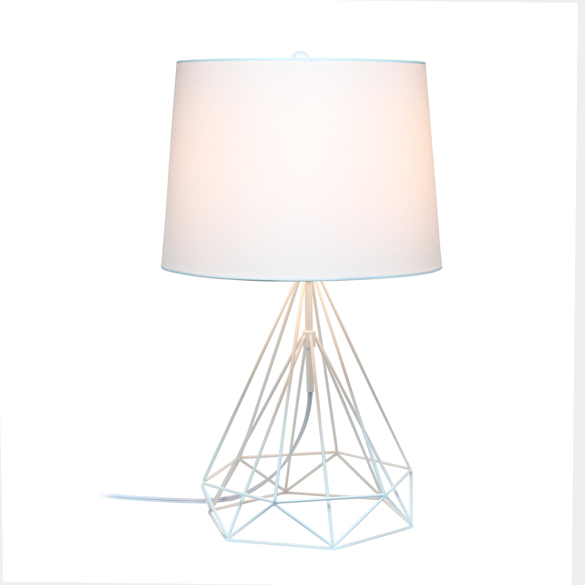 All The Rages Lalia Home Geometric Matte White Wired Table Lamp With Fabric Shade