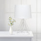 All The Rages Lalia Home Geometric Matte White Wired Table Lamp With Fabric Shade