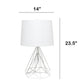 All The Rages Lalia Home Geometric Matte White Wired Table Lamp With Fabric Shade