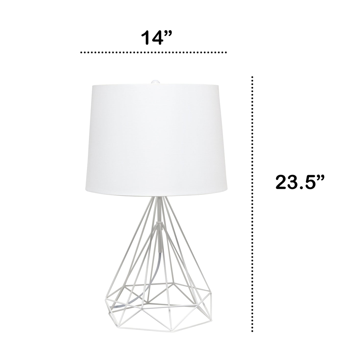 All The Rages Lalia Home Geometric Matte White Wired Table Lamp With Fabric Shade