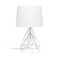 All The Rages Lalia Home Geometric Matte White Wired Table Lamp With Fabric Shade