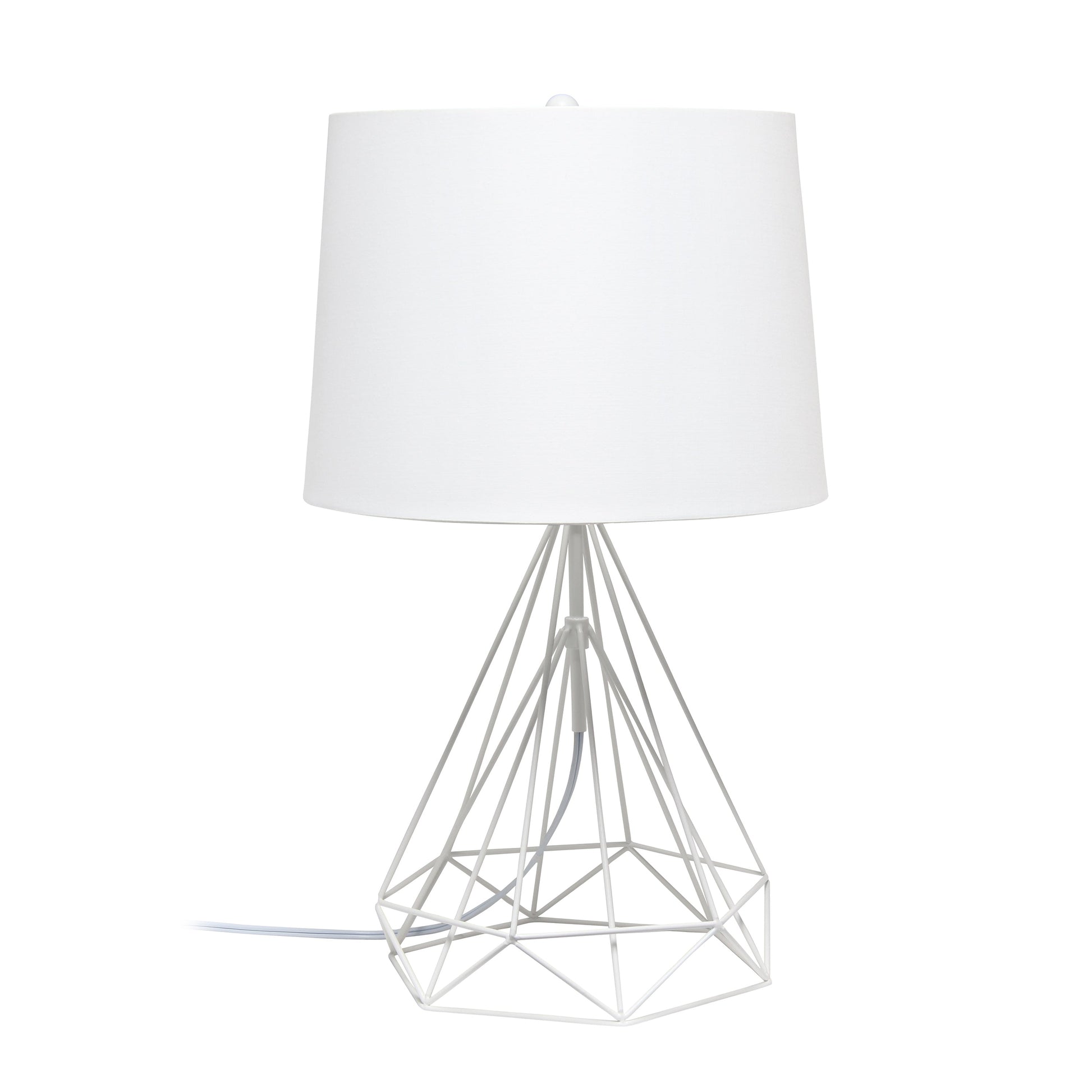 All The Rages Lalia Home Geometric Matte White Wired Table Lamp With Fabric Shade
