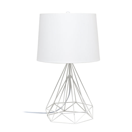 All The Rages Lalia Home Geometric Matte White Wired Table Lamp With Fabric Shade