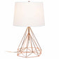 All The Rages Lalia Home Geometric Rose Gold Wired Table Lamp With Fabric Shade